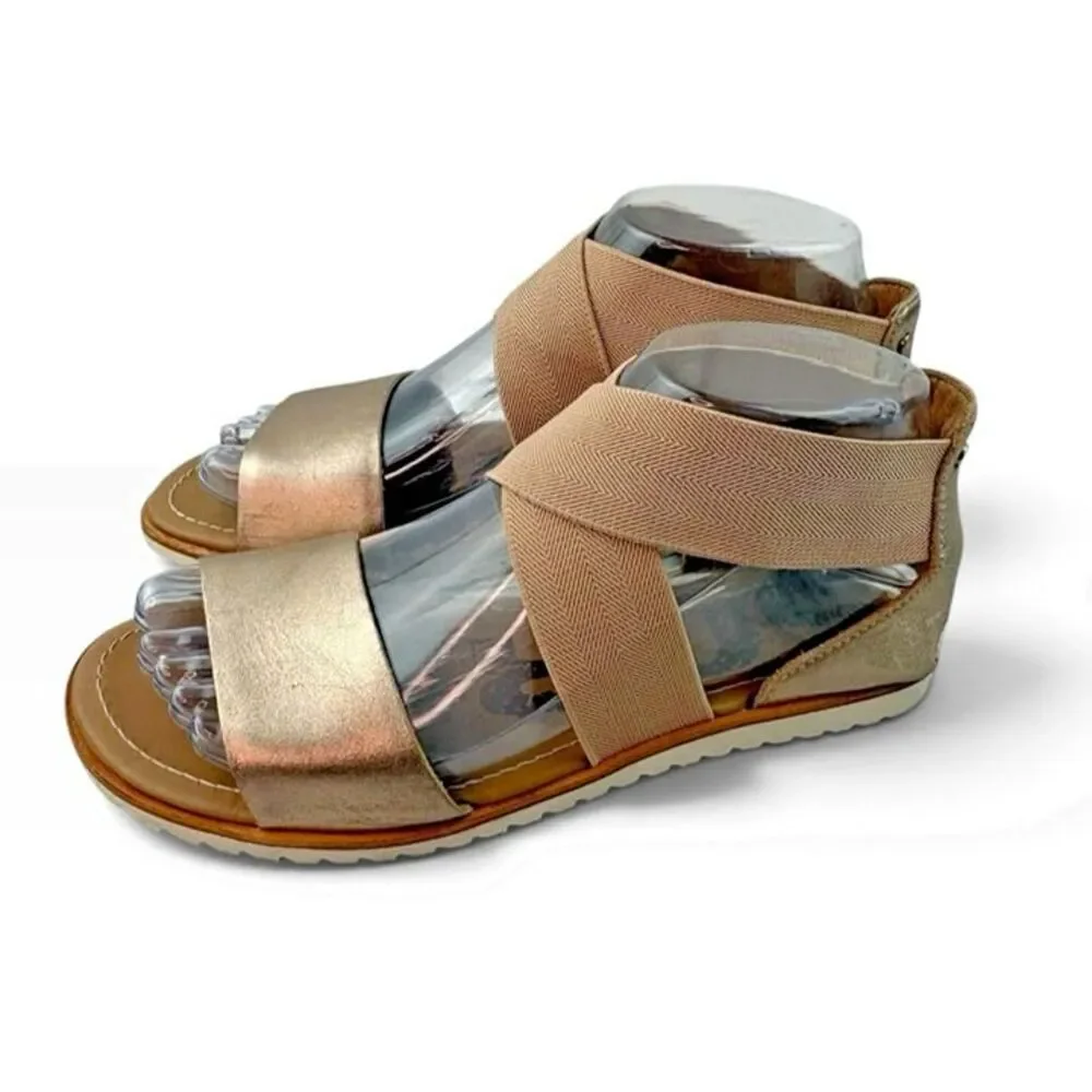 *SOREL Shoes Woman’s Size 6 Gold Tan Metallic Ella II Leather Strappy Sandals